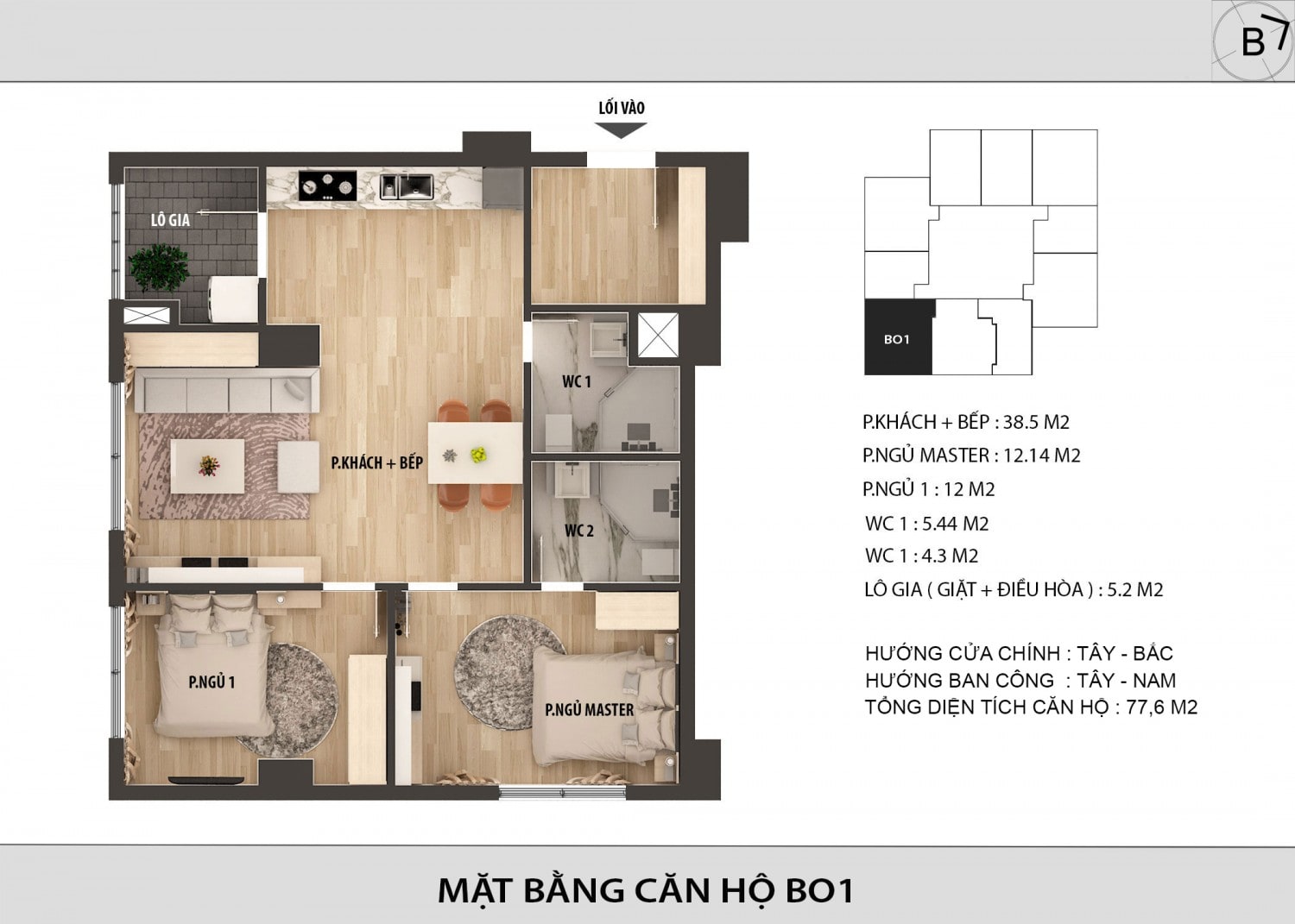 Tháp B - Căn hộ Officetel từ tầng 3 - 12C